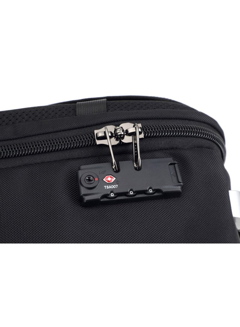 بوزو شنطة سفر ظهر POSO موديل PS-675LG قابلة للتوسيع مع ترولي وفاكيوم كهربائي وقفل TSA ومنفذ USB وType-C للابتوب 17.3 بوصة أسود - Image 5