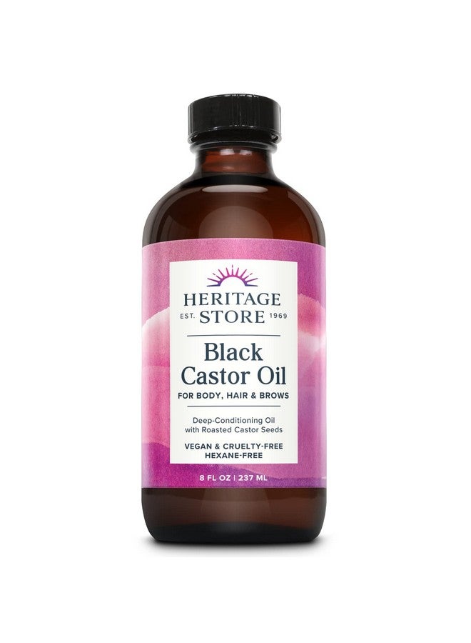 HERITAGE STORE Black Castor Oil Nourishing Hair Treatment - Deep Hydration for Hair Care, Skin Care, Lashes and Brows - Great for Locs and Natural Hair, Traditionally Roasted, Vegan, Hexane Free, 8oz - Image 1