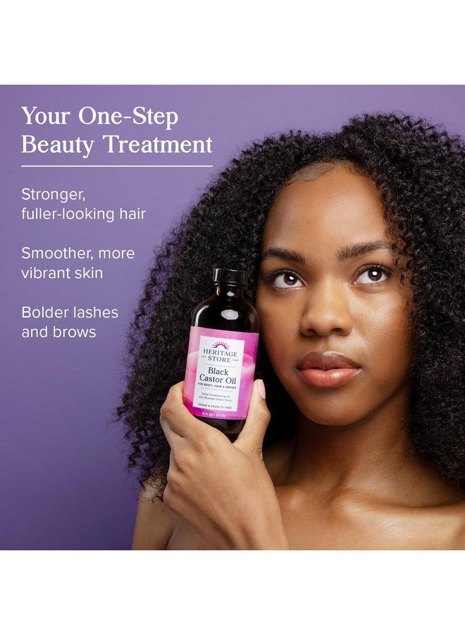 HERITAGE STORE Black Castor Oil Nourishing Hair Treatment - Deep Hydration for Hair Care, Skin Care, Lashes and Brows - Great for Locs and Natural Hair, Traditionally Roasted, Vegan, Hexane Free, 8oz - Image 2