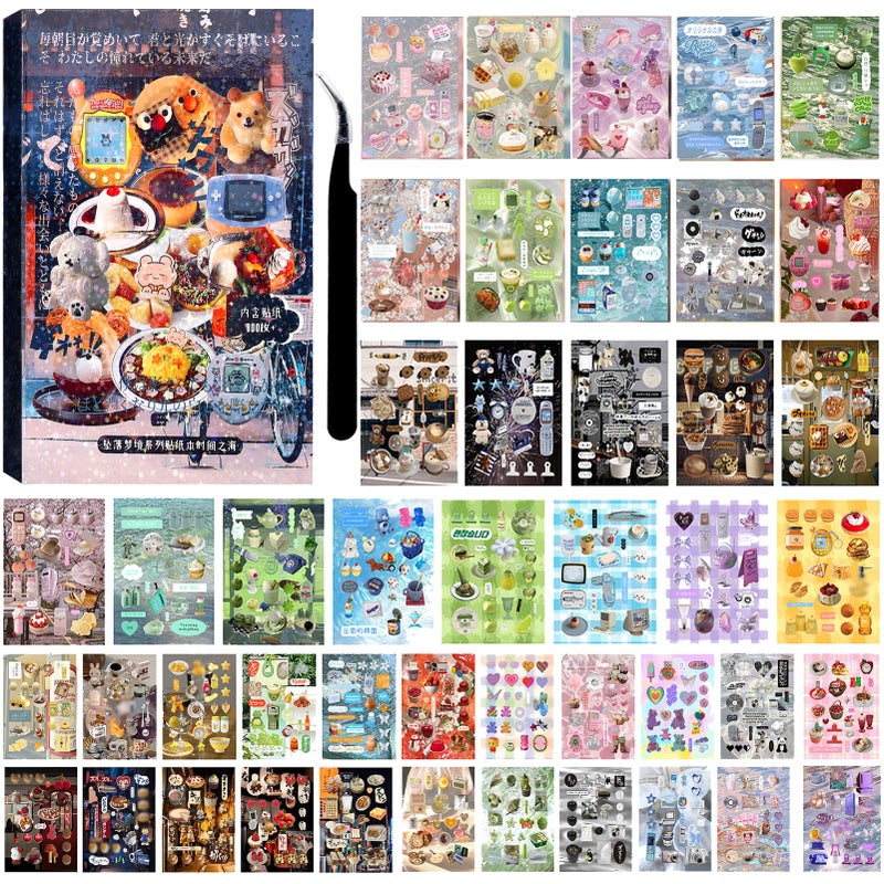 Tmtains 800Pcs Cute Scrapbook Stickers Travel Japanese Sticker Book for Adult Kawaii Korean Stickers for Journaling Heisei Retro Aesthetic Sticker Bulk Manga Style Decor for DIY Crafts Junk Journal Gifts Sea - Image 1