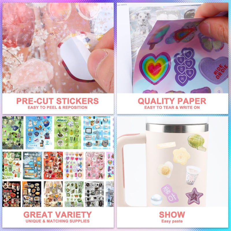 Tmtains 800Pcs Cute Scrapbook Stickers Travel Japanese Sticker Book for Adult Kawaii Korean Stickers for Journaling Heisei Retro Aesthetic Sticker Bulk Manga Style Decor for DIY Crafts Junk Journal Gifts Sea - Image 3