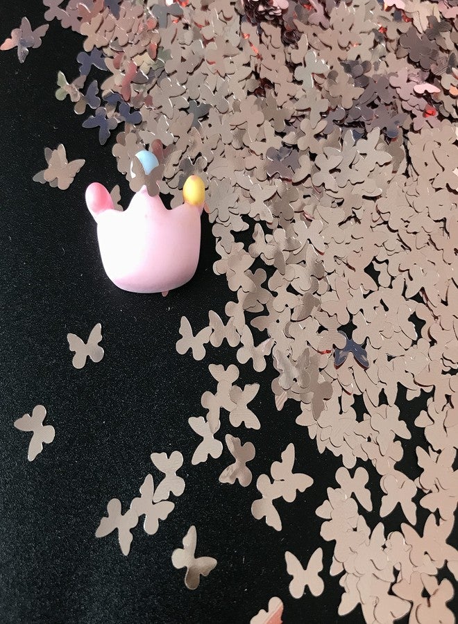 PrettyG 10 Grams/Pack - Rose Gold Butterfly Shape Glitter Sequins - Festival Rave Beauty Makeup Face Body Nail Art Decoration B0230 - Image 1