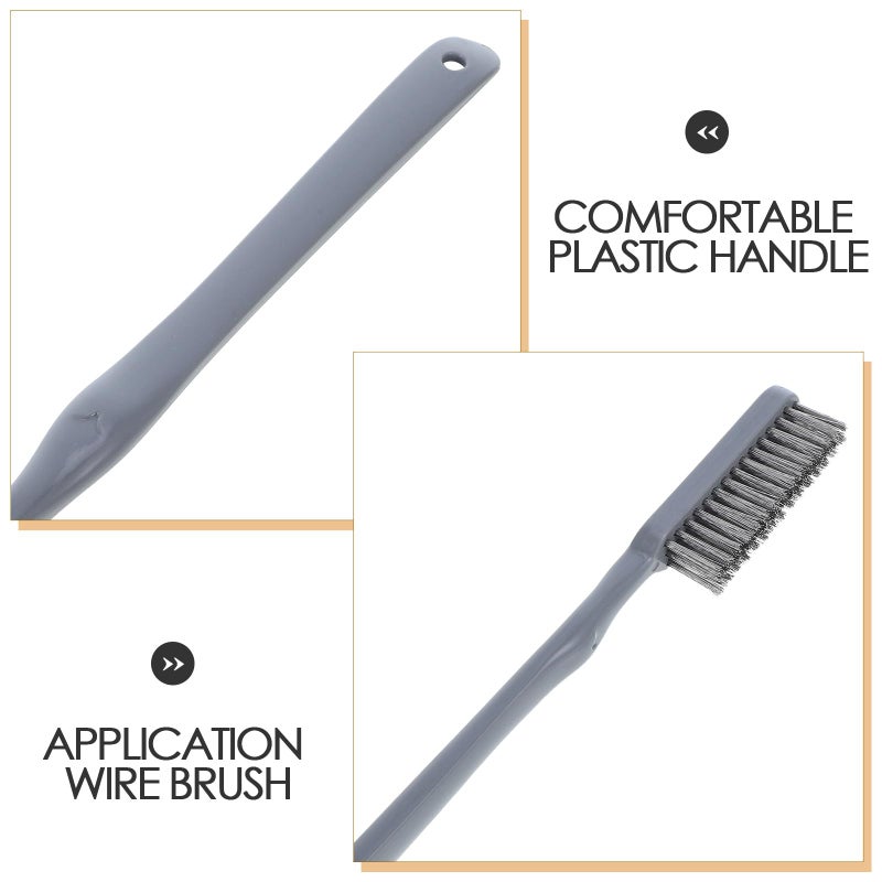 3Pcs Stainless Steel Wire Brush Set Long Gray Plastic Handle Rust Removal Metal Cleaning - Image 4