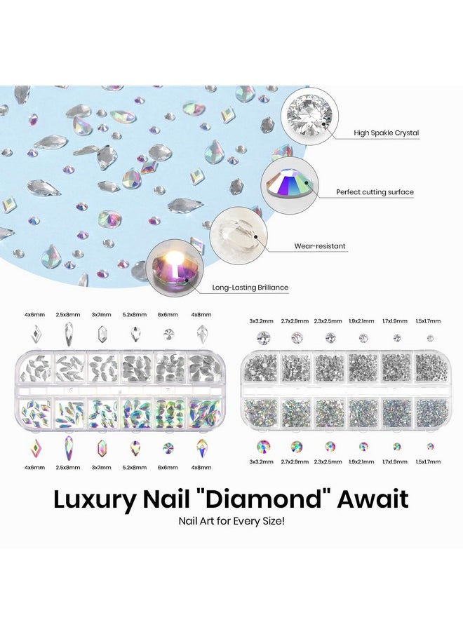 beetles Gel Polish Beetles Gel Polish Nail Gems with Nail Rhinestone Glue Set, 120+2000Pcs Crystal Glass AB Rhinestones For Nails Decoration, Nail Gems & Nail Glue with Clean Up Nail Brush, Gifts for Girls  - Image 2
