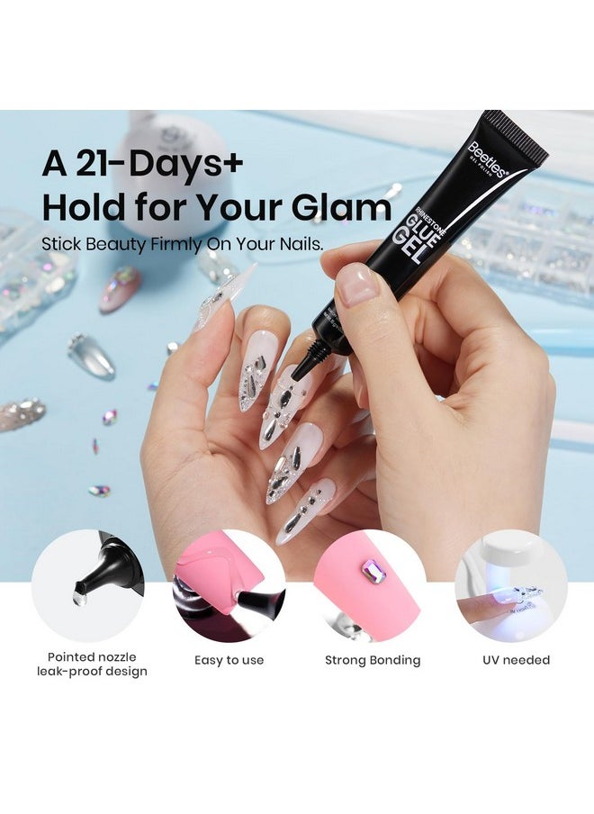 beetles Gel Polish Beetles Gel Polish Nail Gems with Nail Rhinestone Glue Set, 120+2000Pcs Crystal Glass AB Rhinestones For Nails Decoration, Nail Gems & Nail Glue with Clean Up Nail Brush, Gifts for Girls  - Image 3