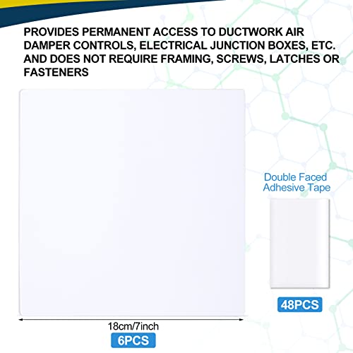 Sosation 6 Pcs Square Plastic Flat Blank Plate Wall Hole Cover Ceiling Cover Plate with 48 Pcs Double Faced Adhesive Tape for Ceilings or Wall(7 Inch) - Image 3