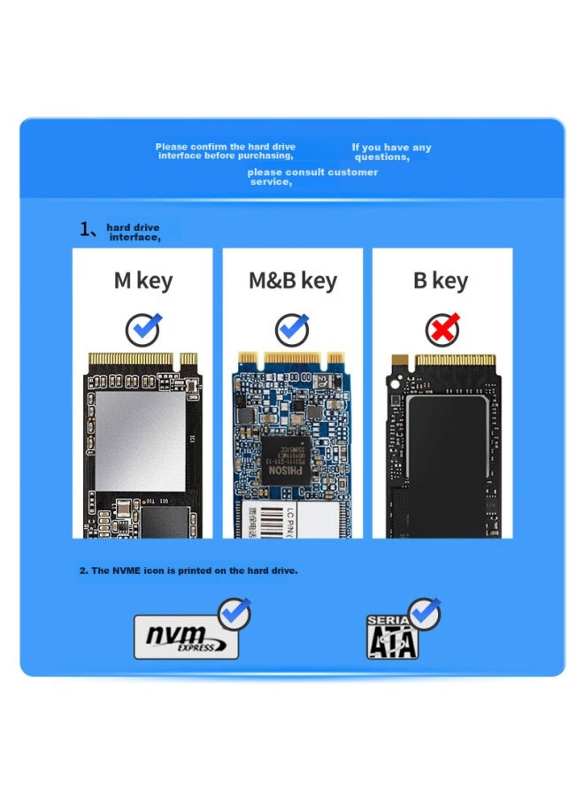 Superior M.2 Nvme Solid State Drive Enclosure Type-c 3.2 Portable Hard Drive Enclosure For Laptops, Tablets, And Smartphones External Ssd Mechanical Hard Drive Reader Box Aluminum Alloy Single Line - - Image 5