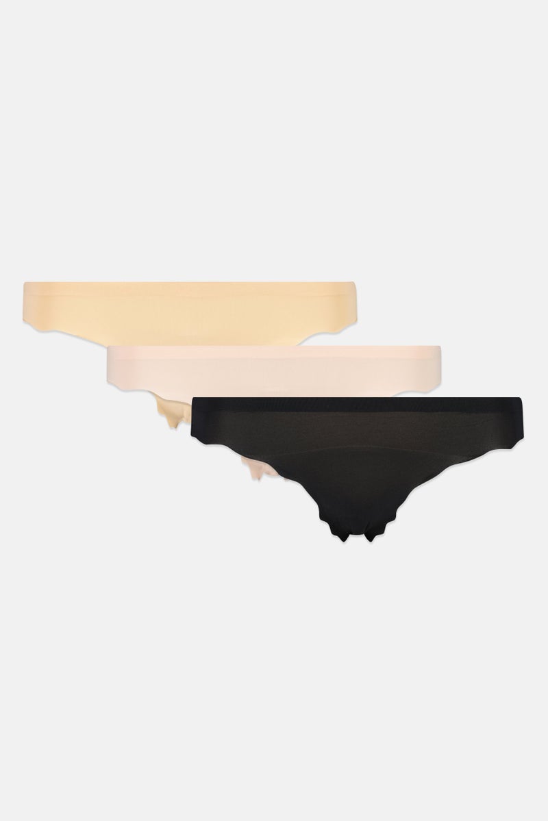 bebe Women 3 Pieces Laser Cut Pull On Lace Briefs, Multicolor - Image 2