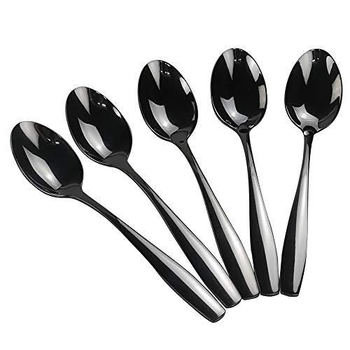 Wekioger 16 Pieces Black Dessert Spoons, Stainless Steel Small Spoons for Dessert - Image 1