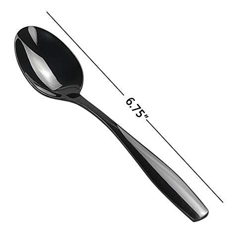 Wekioger 16 Pieces Black Dessert Spoons, Stainless Steel Small Spoons for Dessert - Image 2