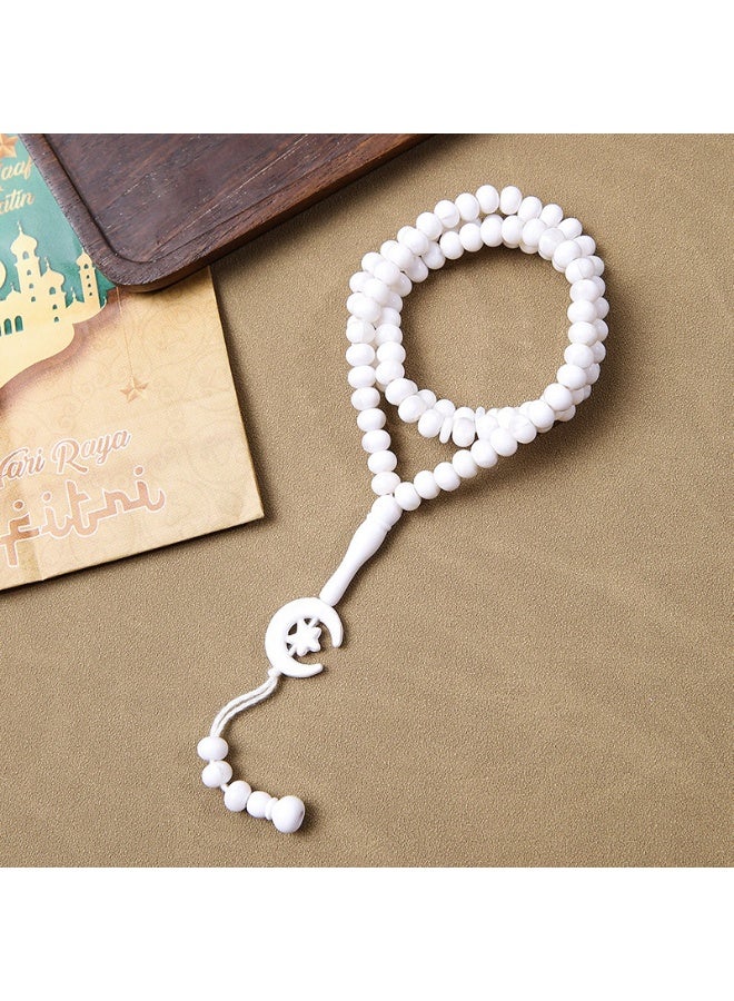 NIBEMINENT 99 Muslim Prayer Beads White/9mm