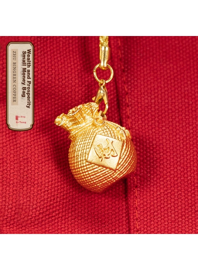 Zhubingren Copper Coin Purse With "fu Man Cai Man" Design, Pendant Gift For Living Room And Entryway - Image 4