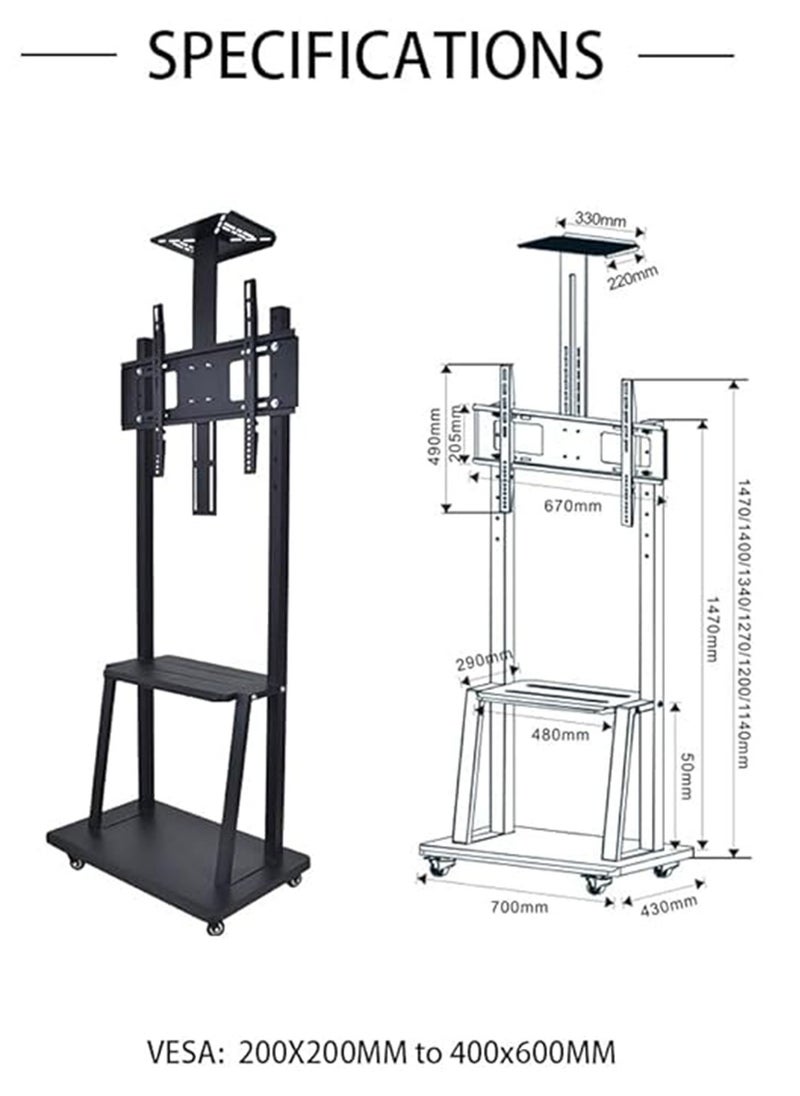 Stargold Mobile TV Stand Steel TV Cart Fit For 32 To 75 Inches TV  - Image 3