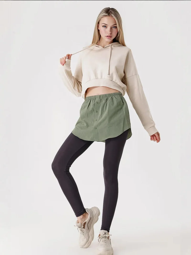 BIG DART BDART Relaxed Fit Hooded Crop Hoodie with Button Closure