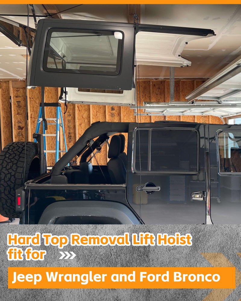 Broaddict Hard Top Removal Lift fit for Jeep Wrangler Ford Bronco Hardtop Hoist fit for Jeep JK JL Models Supports 8-16 ft. Ceiling 6 T Knobs - Image 4