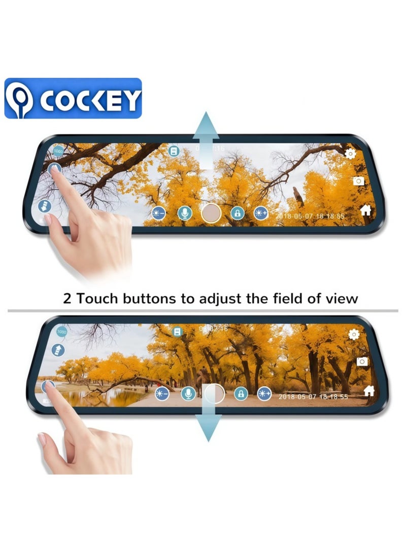 COCKEY 1080P Dual Camera, Dash Cam For Cars, Front And Inside, Car Camera Vision, Loop Recording, Wide Angle Car DVR Camera With 9.88 Inch IPS Screen, Dual Lens Car Dashboard Dash Cam Ultra HD Screen Built-inCar DVR 24H Parking Monitor Night Vision Rear Cam - Image 2