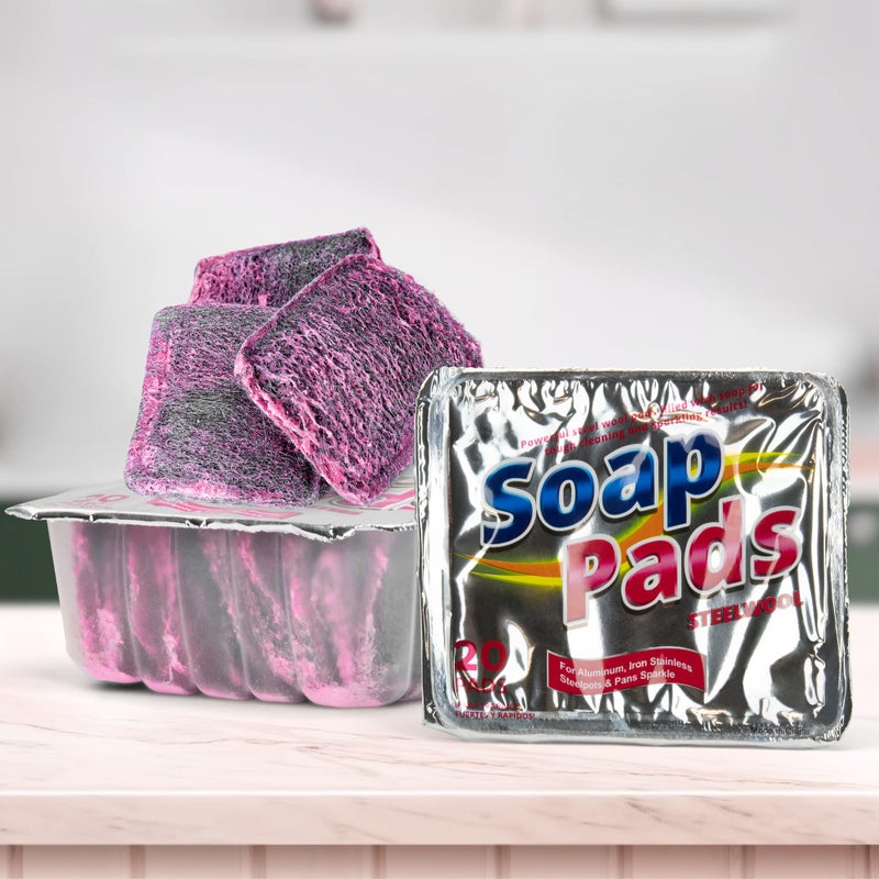 SteadMax 20 Pack Steel Wool Soap Pads, Pre-Soaped Metal Scouring Pads for Easy Cleaning of Dishes, Pans, Ovens and Pots - Image 5