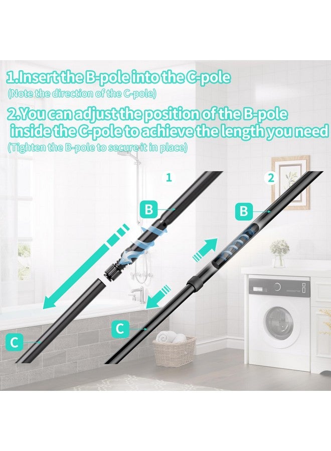 HapiRm HapiRm Corner Shower Caddy Organizer - Rustproof Shower Organizer Corner with Toothbrush Holder and Hooks, Bathroom Shelf Tension Pole Available for 27.6 to 108.3 Inch - Black  - Image 2