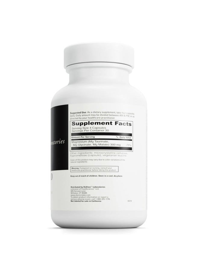 Davinci DaVinci Labs Tri-Mag 300 - Chelated Magnesium Supplement with Glycinate, Taurinate & Malate - Helps Support Adrenal Hormone Balance, Nutrient Absorption, Nerve Function & Bone Health* - 120 Capsules  - Image 2