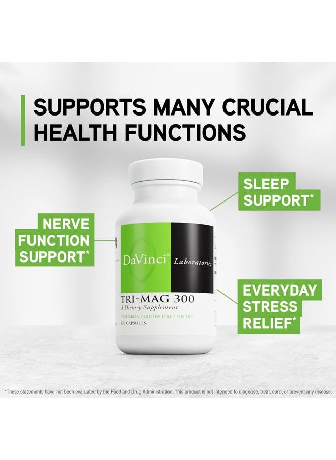 Davinci DaVinci Labs Tri-Mag 300 - Chelated Magnesium Supplement with Glycinate, Taurinate & Malate - Helps Support Adrenal Hormone Balance, Nutrient Absorption, Nerve Function & Bone Health* - 120 Capsules  - Image 4