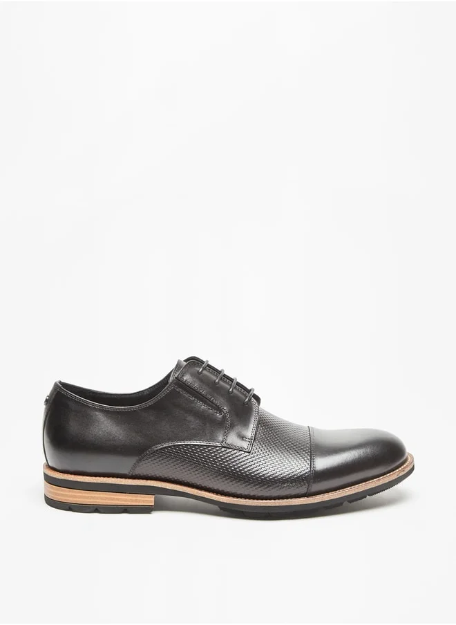 دوتشيني Men's Textured Lace-Up Derby Shoes