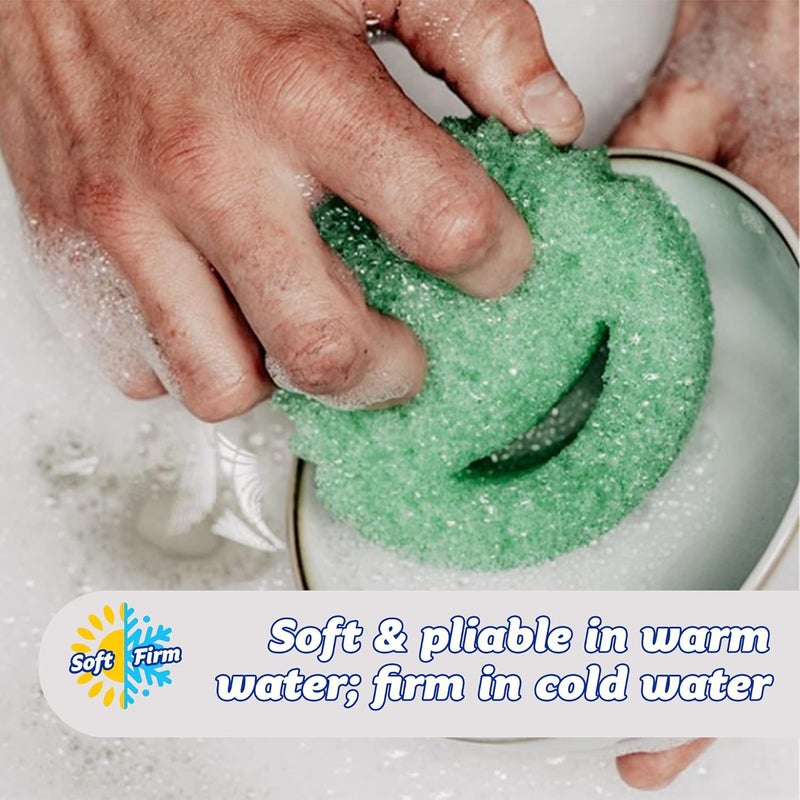 Scrub Daddy Colors Washing Up Sponge, Cleaning Sponges in Multipack, Texture Change, Scratch-Free Dirt Eraser Sponge for the Kitchen, Odour-resistant, Kitchen Sponge Dishwasher Safe - Pack of 2, Green - Image 2