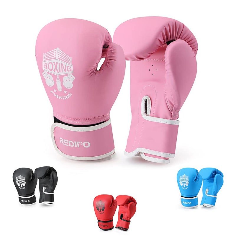 Redipo Kids Boxing Gloves, Sponge Foam Training Sparring Gloves Thai Kick Boxing for Kid and Youth, Suitable for Boys and Girls Age 3 to 12 Years (Pink, 4oz) - Image 1