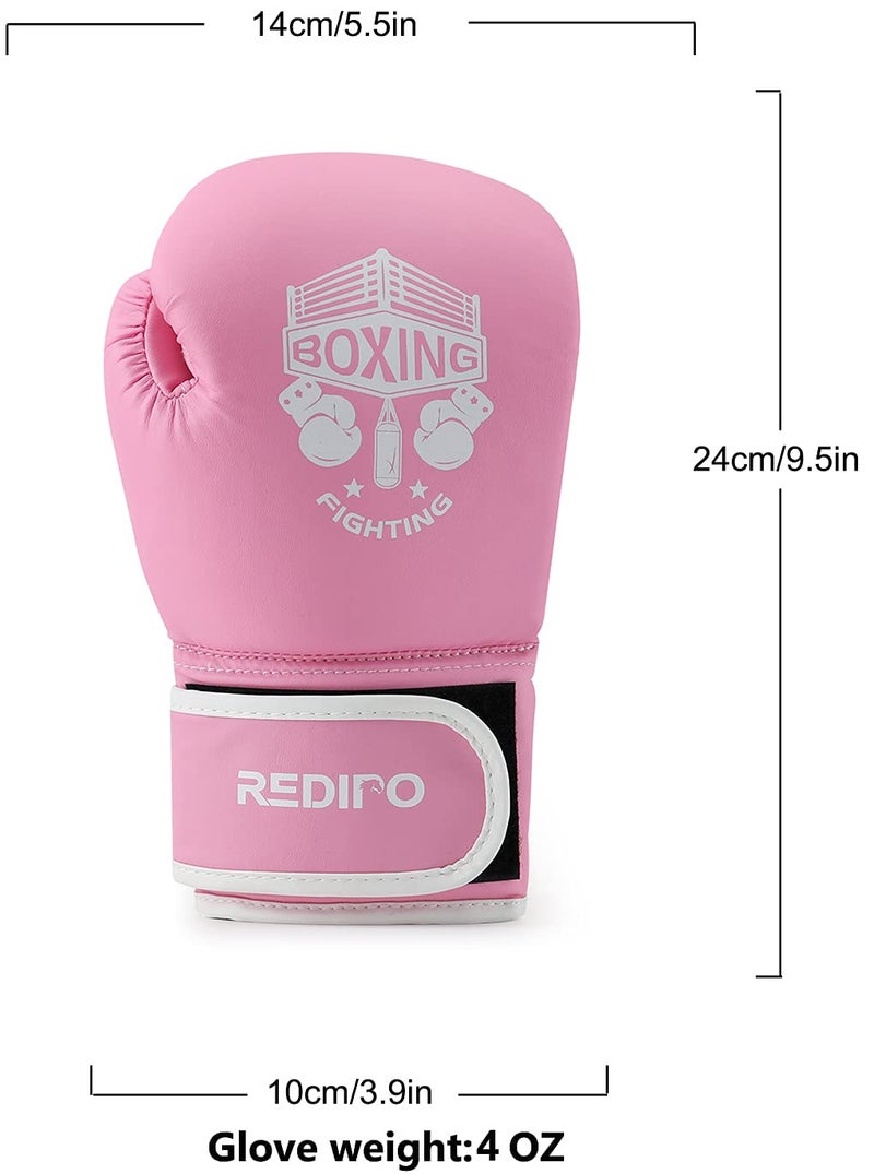 Redipo Kids Boxing Gloves, Sponge Foam Training Sparring Gloves Thai Kick Boxing for Kid and Youth, Suitable for Boys and Girls Age 3 to 12 Years (Pink, 4oz) - Image 3