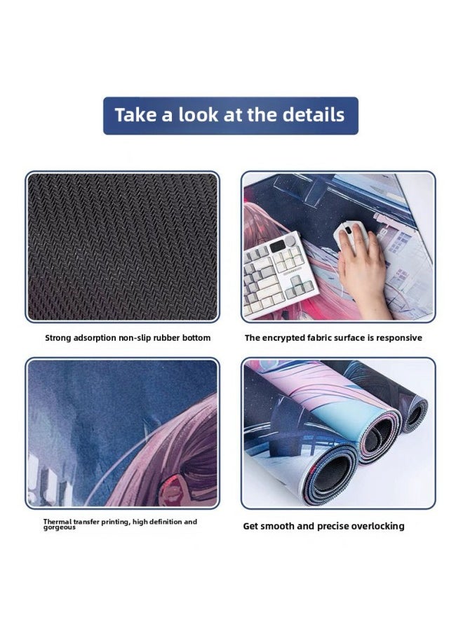 Generic - Mouse Pad Oversized Cyberpunk Mouse Pad For Boys Computer Mouse Pad Notebook Keyboard Pad Student Desk Pad-Specifications And Models:Rubber; 900*400mm Thick 3mm; Customized According To Drawings - Image 1