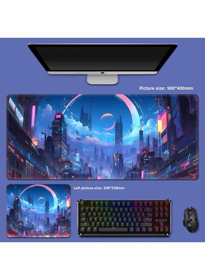 Generic - Mouse Pad Oversized Cyberpunk Mouse Pad For Boys Computer Mouse Pad Notebook Keyboard Pad Student Desk Pad-Specifications And Models:Rubber; 900*400mm Thick 3mm; Customized According To Drawings - Image 1