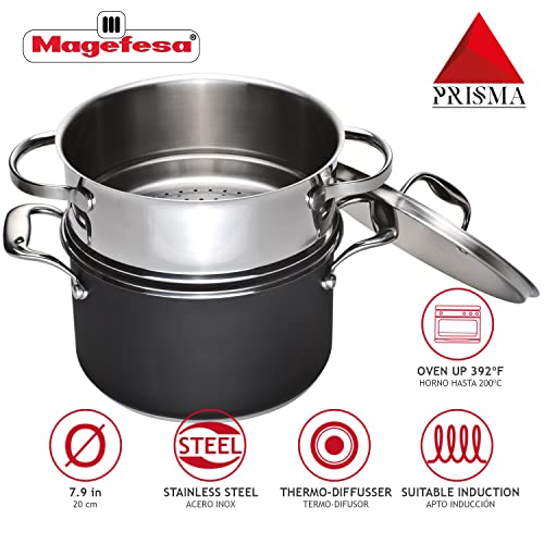 MAGEFESA Prisma 79inch Steam Pot with lid made of 1810 stainless steel for all types of stovetops including Induction Dishwasher and Oven Safe up to 392F - Image 3