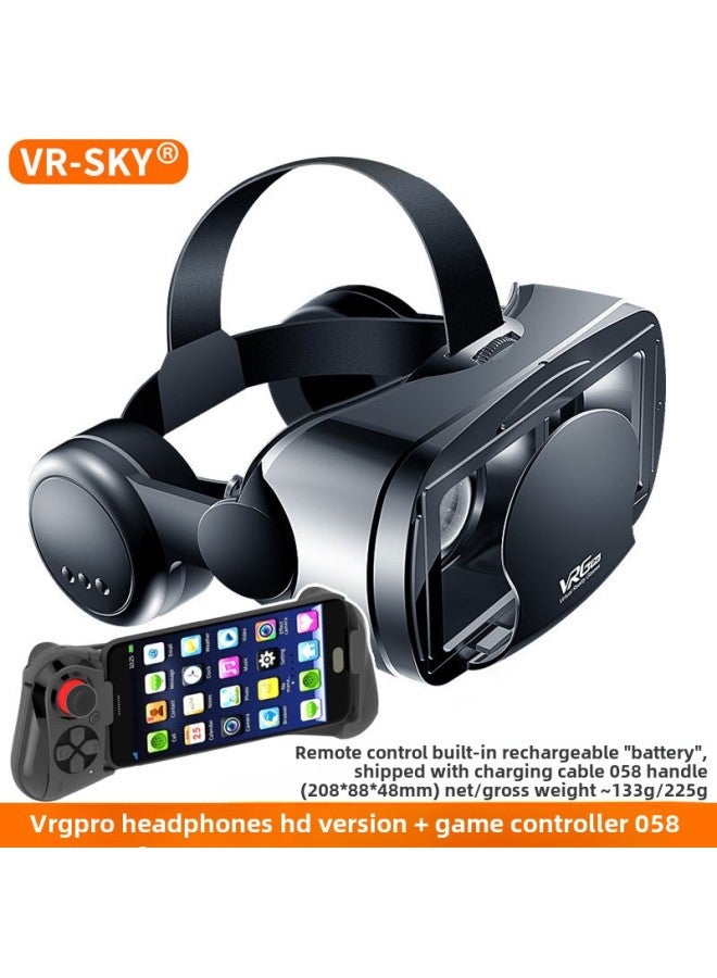 Selection Of VR Glasses Large Headset Version Of VRG Virtual Reality Glasses Head-mounted Game Helmet 3D Glasses-Colour:Large Headphones Hd Version (english) + Game Controller 058 - Image 1