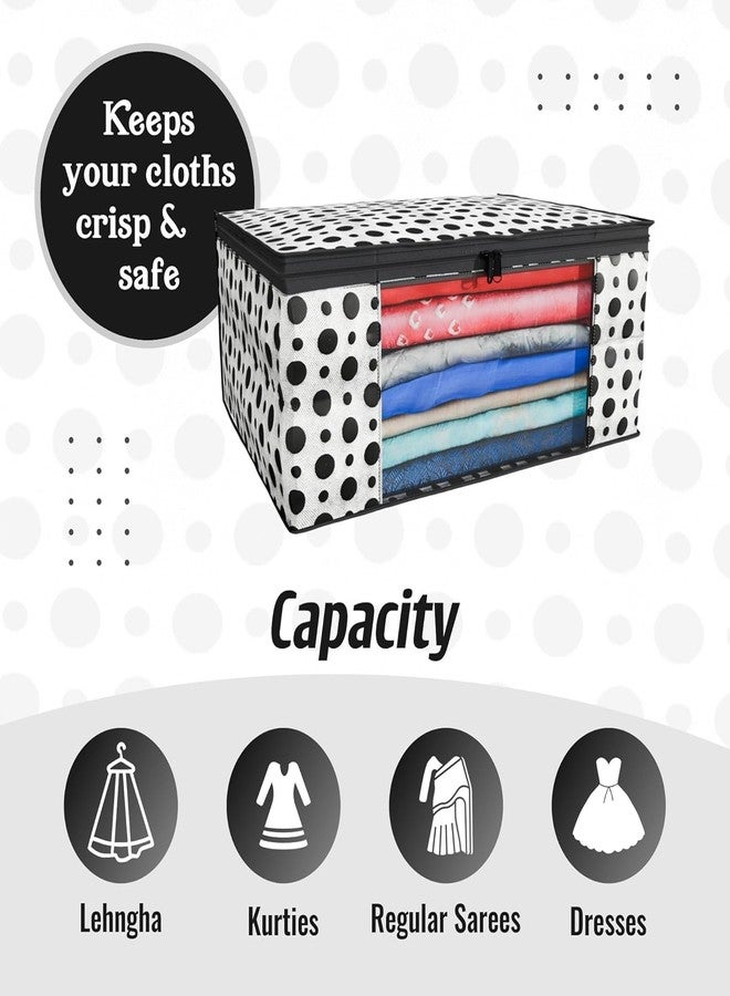 Saniva Polka Dot Clothes Storage Organiser Box with Zipper, Transparent Window, for Lehenga, Kurties, Sarees and Dresses - Image 2