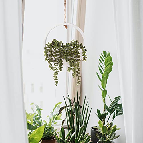 Floweroyal Artificial Succulents Hanging Plants 12.2'' Fake String of Pearls in Pot with 8.3'' Lanyard for Indoor Outdoor Wall Decor. - Image 4