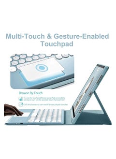 Aookay [3 in 1] Arabic and English Keyboard Case for iPad 10th Generation 10.9 Inch 2022/ iPad (A16) 11th Generation 11 Inch 2025 Case with Bluetooth Mouse, Lightweight Cover with Detachable Touch Keyboard & Pencil Holder [Not Include Pen](Black)  - Image 3