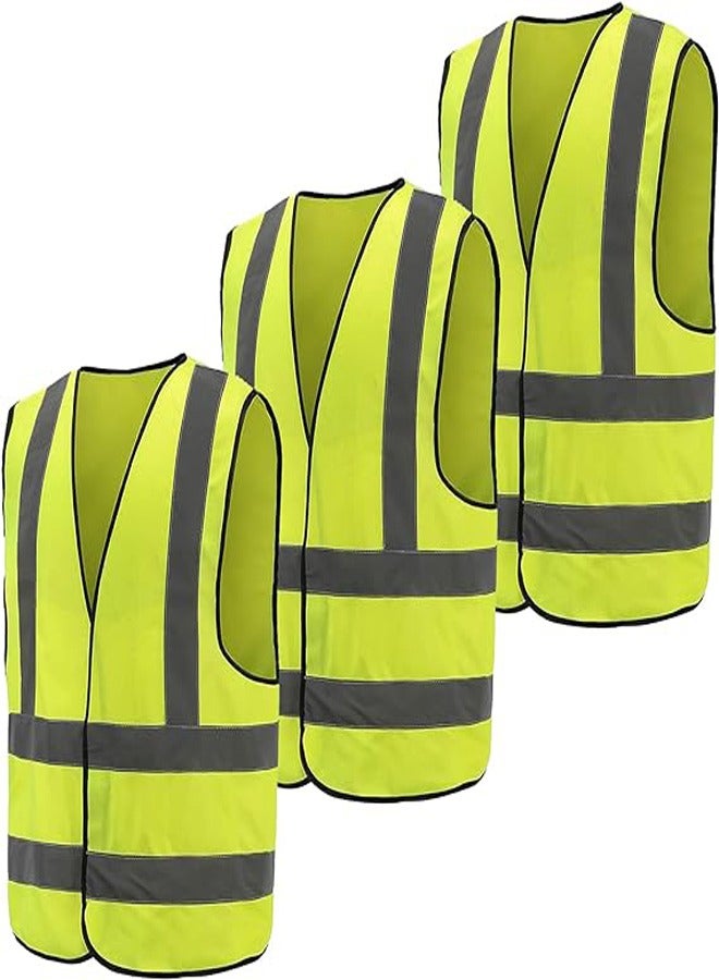 Hi Vis Vests Hi Vis Safety Vest High Vis Jackets 3 Pack High Visibility Safety Vests Standard Size Reflective Waistcoat for Outdoor Running Walking Motor Bicycle Drivers - Image 1