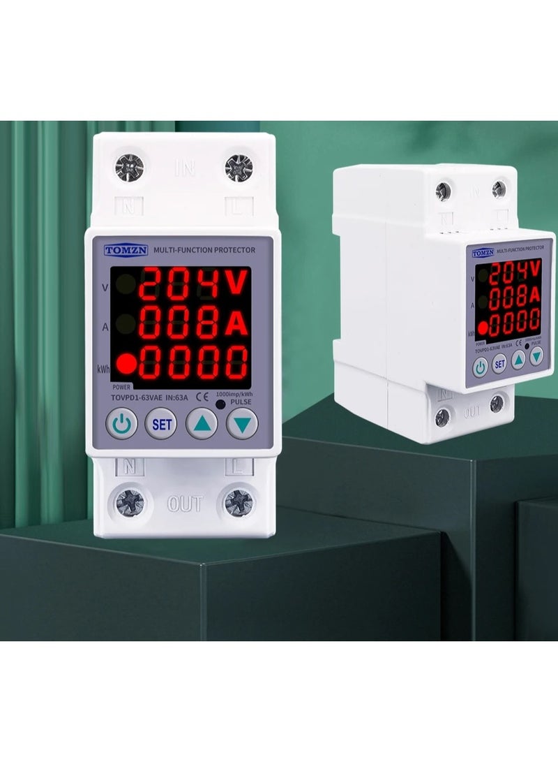 تمزن جهاز حماية الجهد المنخفض الحالي العالي، تعديل العرض الرقمي 63A KW Power Meter - Image 3