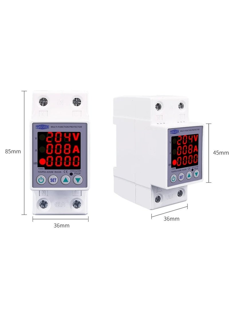 تمزن جهاز حماية الجهد المنخفض الحالي العالي، تعديل العرض الرقمي 63A KW Power Meter - Image 4