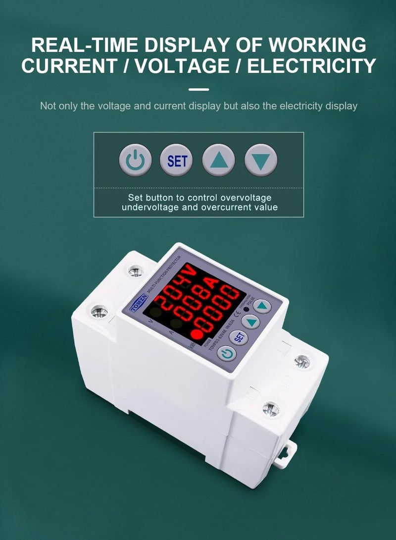 تمزن جهاز حماية الجهد المنخفض الحالي العالي، تعديل العرض الرقمي 63A KW Power Meter - Image 5
