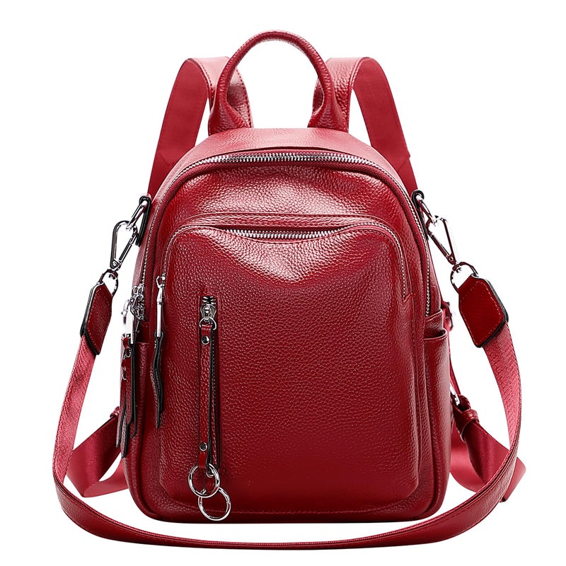 ALTOSY Fashion Genuine Leather Backpack Purse for Women Shoulder Bag Casual Daypack Small(S10 Red Wine) - Image 1