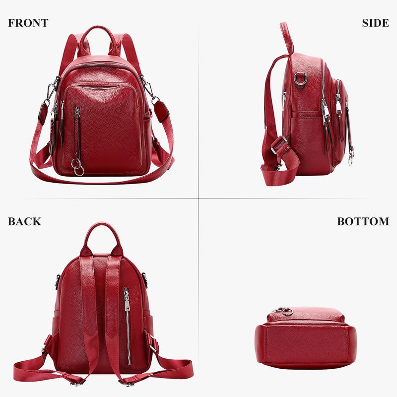 ALTOSY Fashion Genuine Leather Backpack Purse for Women Shoulder Bag Casual Daypack Small(S10 Red Wine) - Image 4
