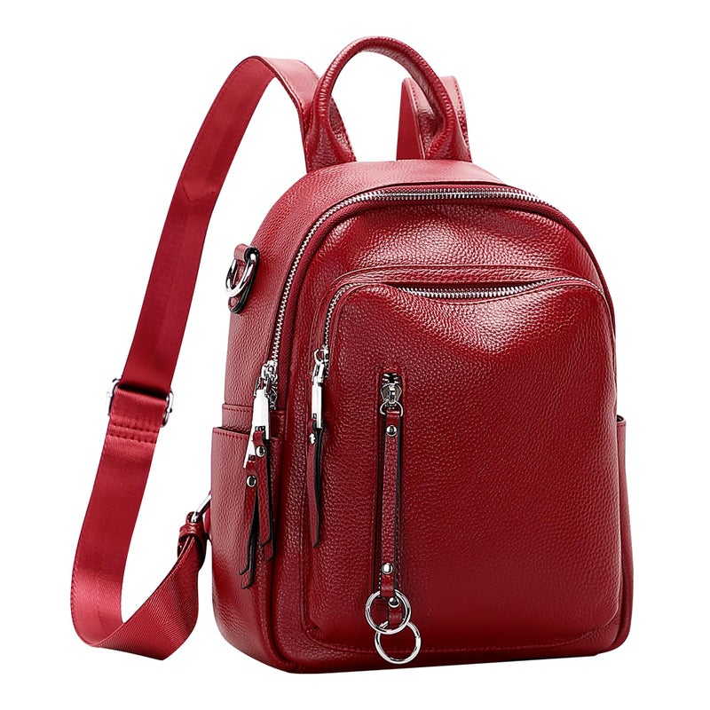 ALTOSY Fashion Genuine Leather Backpack Purse for Women Shoulder Bag Casual Daypack Small(S10 Red Wine) - Image 2