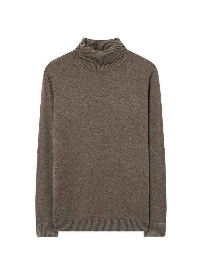 Markless Men's Sweater Autumn Winter Warm High Neck Knit Pullover Casual Base Layer 0710 Latte Brown M - Image 2