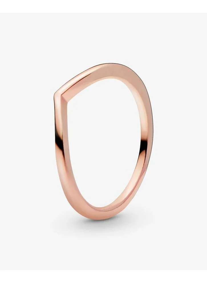 باندورا خاتم مطلي بالذهب الوردي عيار  قيراط بتصميم شوكة، مقاس