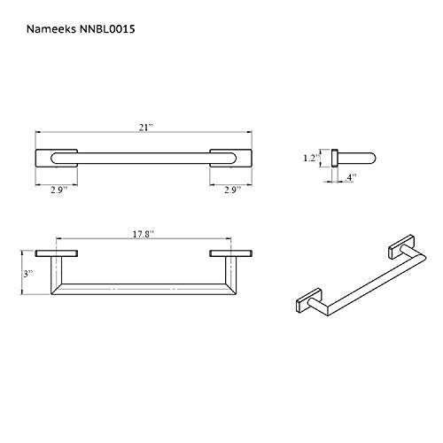 Nameeks NNBL0015 Boutique Hotel Polished Towel Bar, 21", Chrome - Image 3