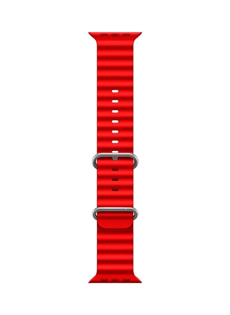 CATANES - Apple Watch Ocean Band 49mm 45mm 44mm 42mm Soft Silicone Loop Strap for iWatch Series Ultra/8/7/SE/6/5/4/3/2/1 Red - Image 1