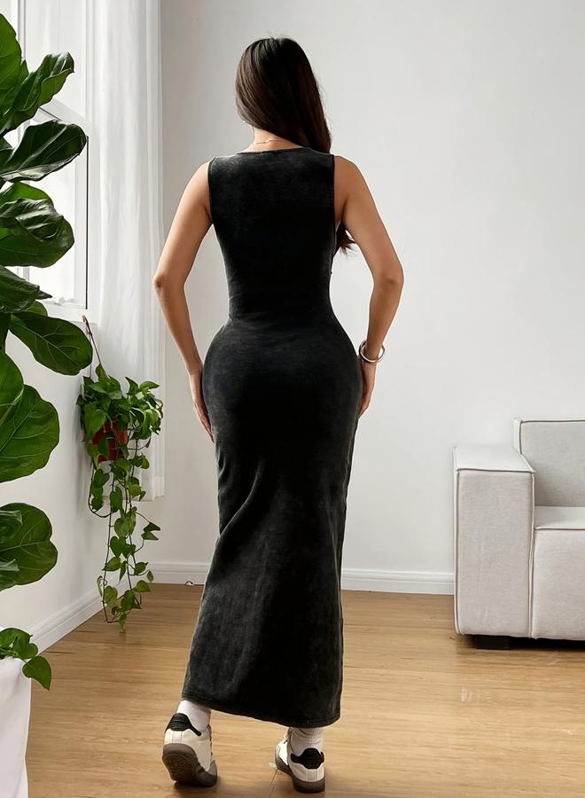 Take Two Plus Size Round Neck Bodycon Maxi Dress - Image 5