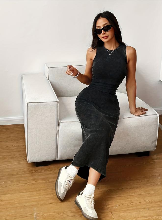 Take Two Plus Size Round Neck Bodycon Maxi Dress - Image 3