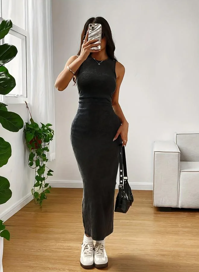 Take Two Plus Size Round Neck Bodycon Maxi Dress