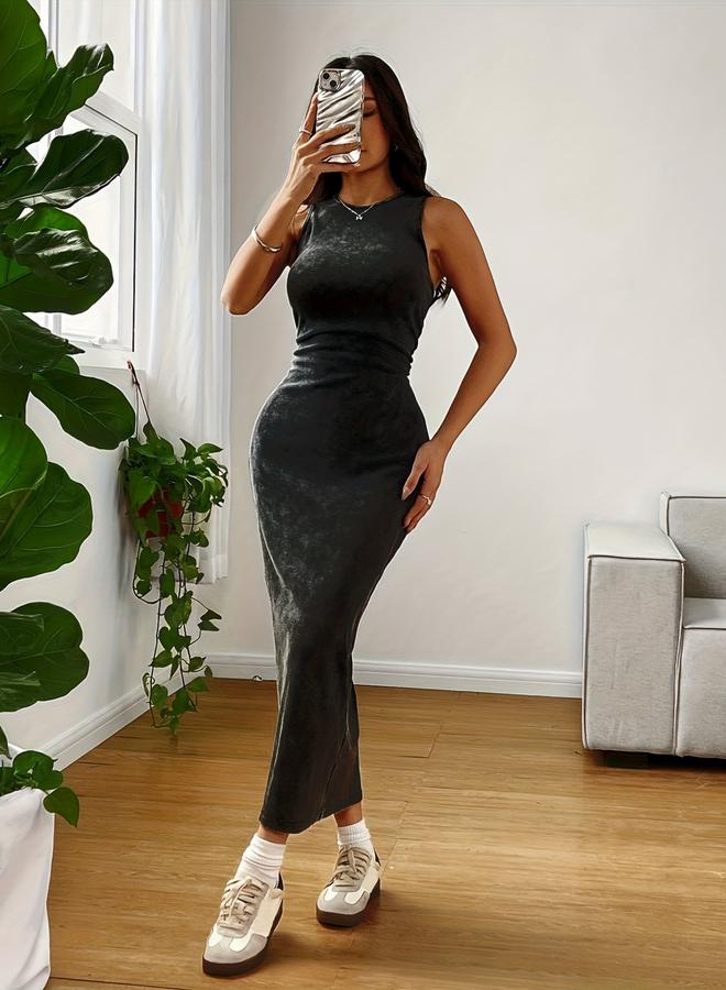 Take Two Plus Size Round Neck Bodycon Maxi Dress - Image 4